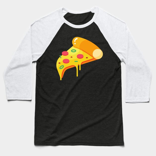 Bright Cheese Pizza Baseball T-Shirt by InkyArt